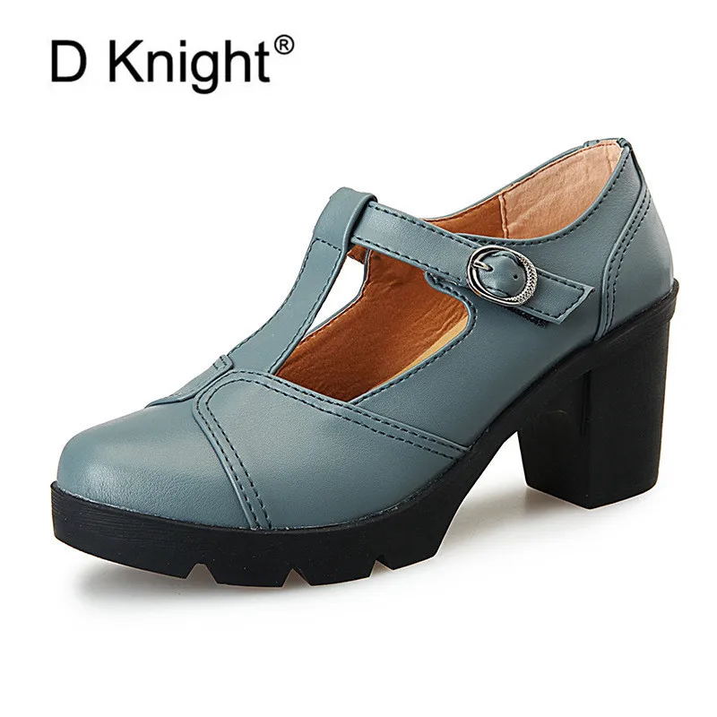 

Women High Heel Shoes Pumps Ankle Strap Round Toe T-Tied Ladies Platform Wedding Dress Office Lady Shoes Pumps Zapatos De Mujer