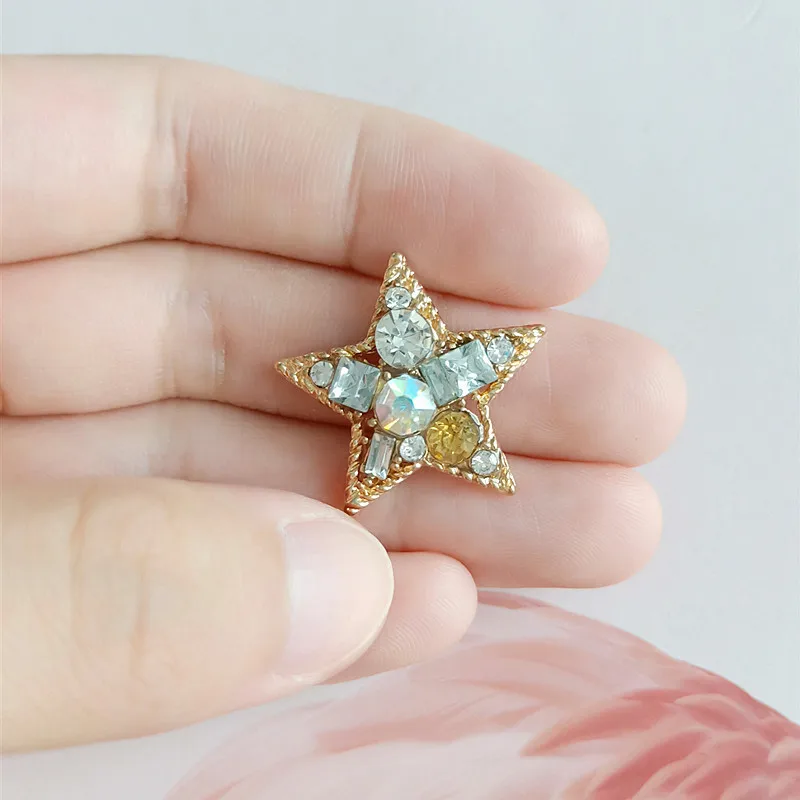 컬러 합금 스타 다이아몬드 장식 라인석 버튼 플랫백 액세서리, Diy 신부 헤어 액세서리 쥬얼리 10 개/묶음