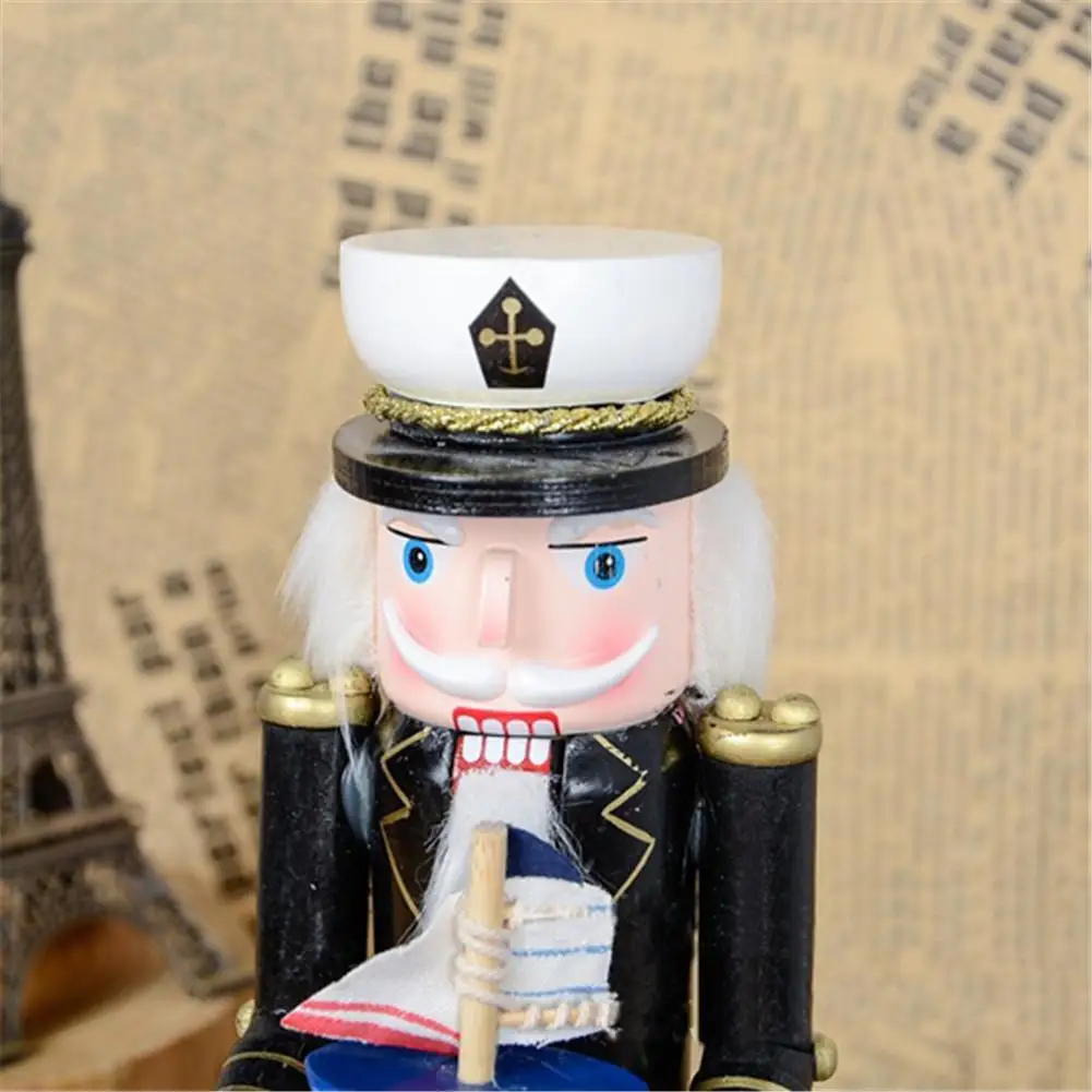 25CM Wood Pirate Captain Naval Nutcracker Puppet Soldier Christmas Handmade Crafts Home Shop Desktop Ornament Kids Birthday Gift