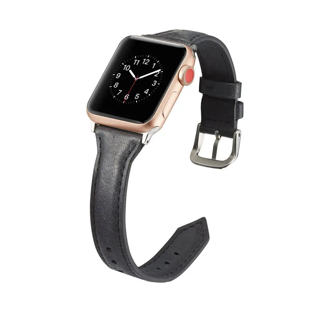 Кожаный ремешок для Apple watch 44 мм 40 мм iwatch Series 5 4 42 мм 38 мм 3 2 1 мягкий подлинный Браслет ремень для Apple watch 4 5