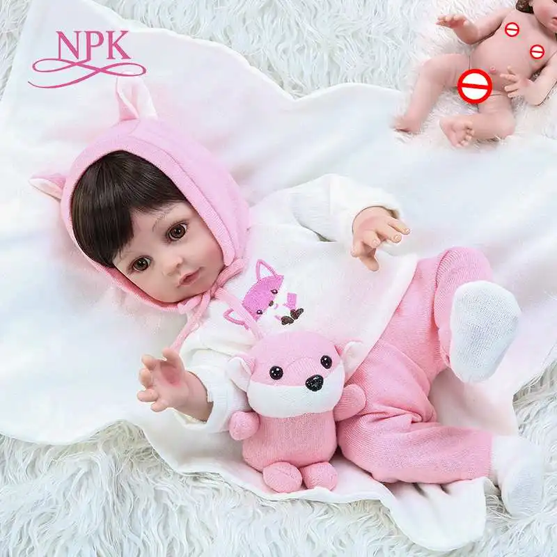 

48CM full body soft silicone lifelike flexible reborn baby doll premie size adorable cuddly sweet doll Christmas Gift