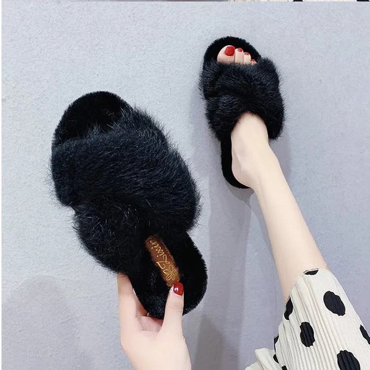 Natural Sheepskin Winter Warm Fur Slippers Women Home Shoes Indoor Slipper Luxury Wool Slippers Woman Casual Slippers