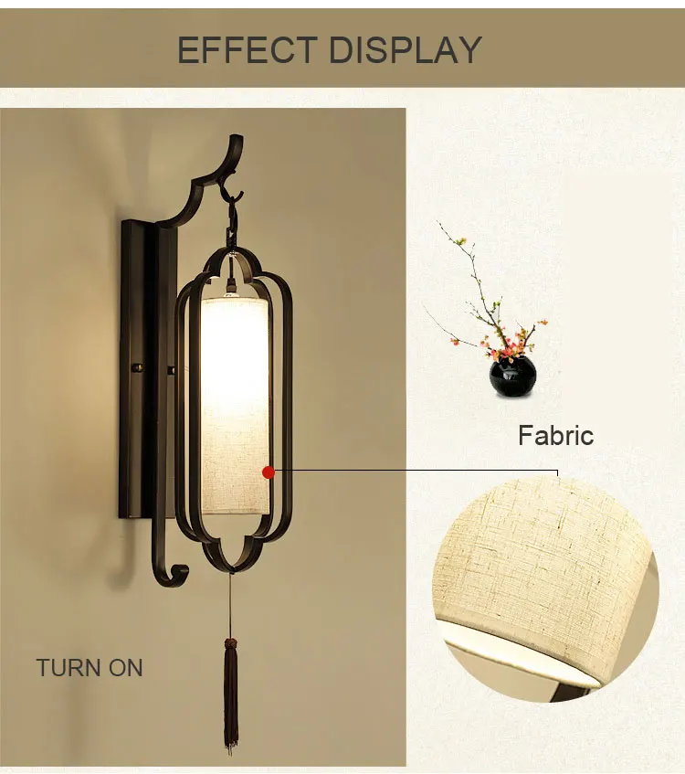 Chinese Minimalist Wall Lamp Chinese Style Study Room Bedroom Bedside Lamp Aisle Corridor Staircase Balcony Entrance Light E27 plug in wall lights