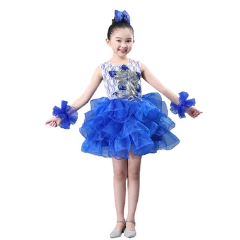 

Kids Girls Top Dance Costumes New Children's Jazz Dance Costumes Sequined Dance Children Practice Wearing Performance Costumes