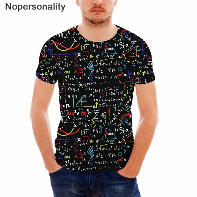 Nopersonality Черная 3D математическая формула Мужская Повседневная футболка брендовая одежда мужская с коротким рукавом дышащая футболка мужские футболки