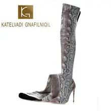 KATELVADI Sexy Party Boots Fashion PU Leather Snake Pattern Over the Knee 5Inches Heels Night Club Fashion Boots K-576 KATELVADI Sexy Party Boots Fashion PU Leather Snake Pattern Over the Knee 5Inches Heels Night Club Fashion Boots K-576