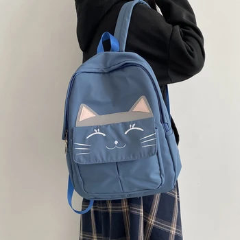 

Women Girls College Travel Pink Bags 2020 Japanese and Korean Style Mochilas Kawaii Cat Waterproof School Black Backpacks