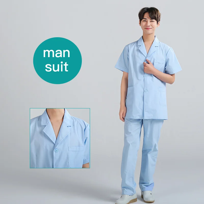 Кисть для рук Униформа женские наборы скрабов с короткими рукавами медицинская одежда медсестры доктор рабочие комплекты униформы форма медсестры одежда S-3XL - Цвет: men-suits 2