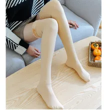 Стиль, носки для женщин, нейлон, плюс бархат, плотные носки, одноцветные, дышащие, эластичные, для девушек, высокие, женские, теплые, зимние носки