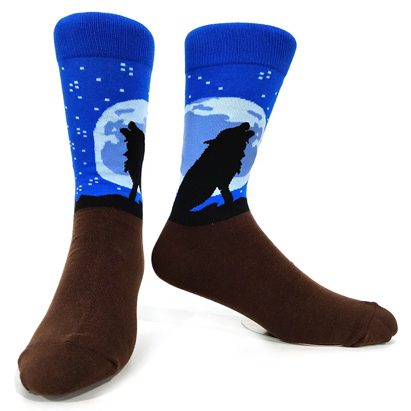 Men's Novelty Fun Graphic Cotton Socks - Unique Designs: Poker, Corgi, Frog, Burger, Piranha, Wolf, Avocado, Eagle