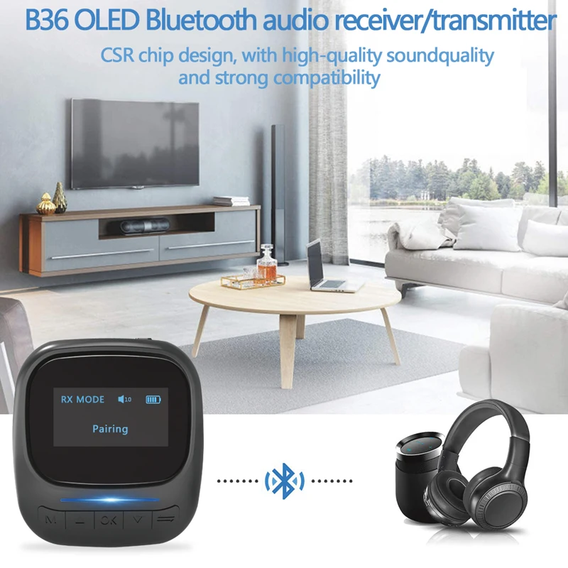 JINSERTA Bluetooth 5 0 Receiver Transmitter AptX Apt X LL A2DP AVRCP Adapter for TV Headphone Color Screen Display Audio Player