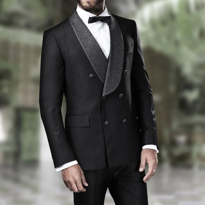 

Tailor Made Wedding Groom Tuxedos for Men Double Breasted Shawl Lapel New Fashion Slim Fit Custom Man Suits 2 Piece Jacket Pants