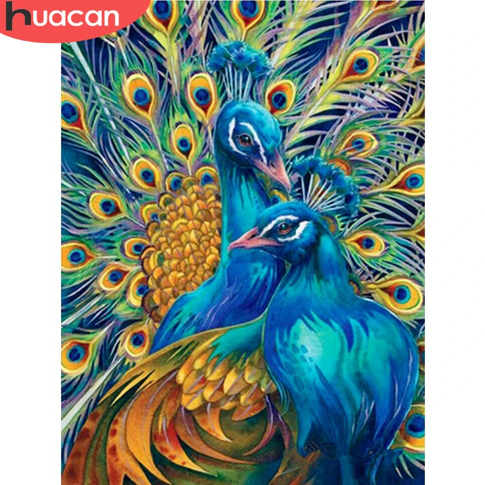 HUACAN DIY Diamond Painting Peacock Animal Mosaic Beaded Embroidery Full Square Drill Cross Stitch Handcraft Rhinestone Picture | Дом и сад