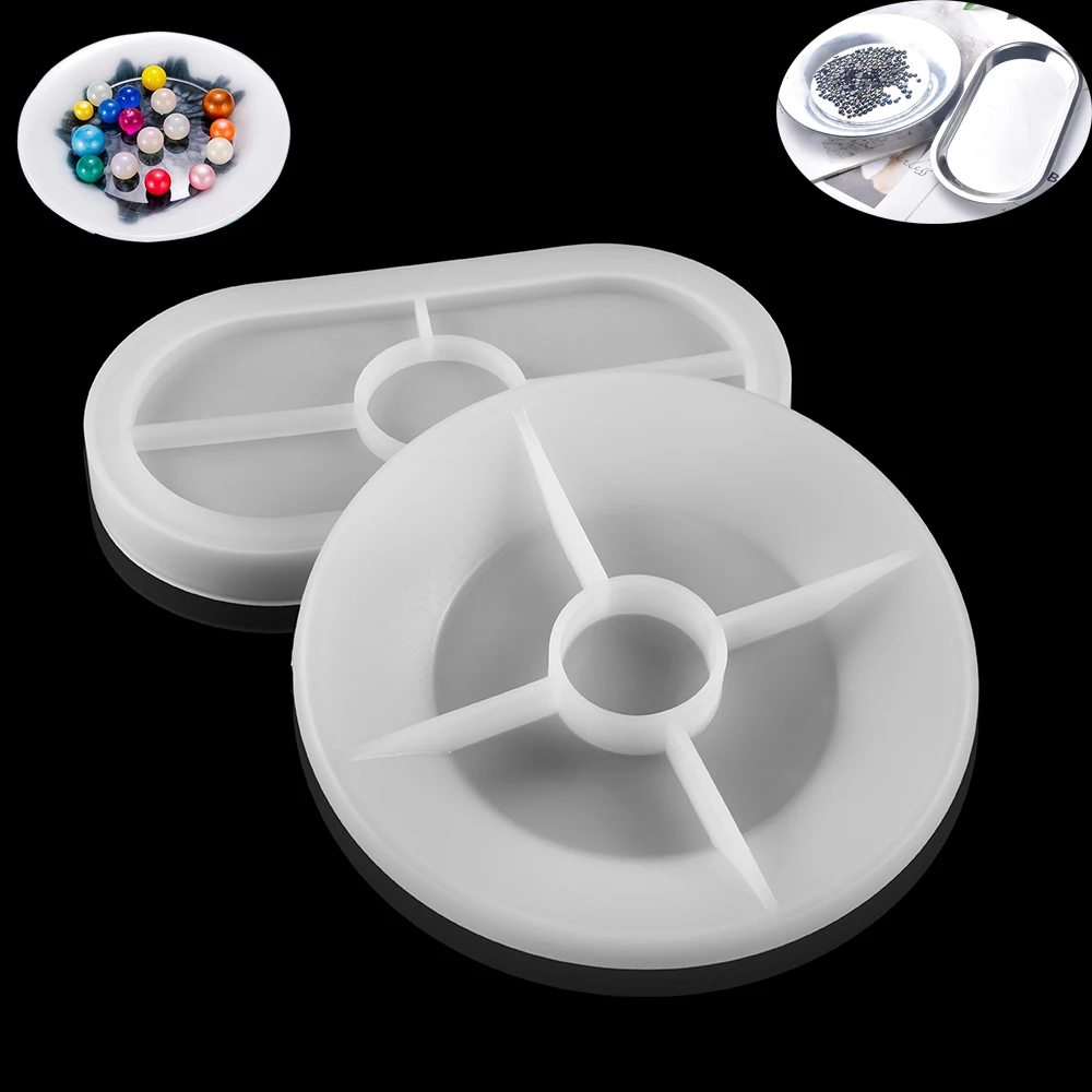 

Clear Round Oval Flat Dish Epoxy Resin Molds Trinket Tray For DIY Resin Epoxy Casting Mold Silicone Jewelry Making Accessories