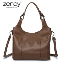Zency Роскошные Для женщин сумка через плечо из натуральной кожи модные хаки женские Курьерские сумки Высокое качество вместительные сумки-тоут Сумки из натуральной кожи черного цвета