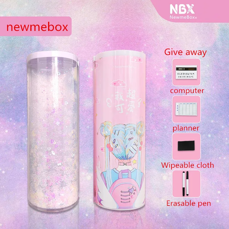 кот пенал Quicksand newmebox Kawaii школьный Блестки пинал канцелярия для школы с