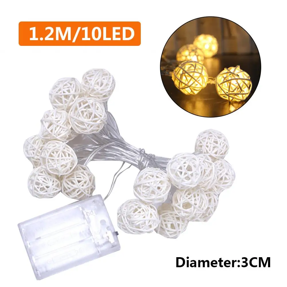 

3CM Led Rattan Balls Fairy String Decorative Lights Battery Operated Christmas Outdoor Led Light Garland Wedding Decor Luminaria