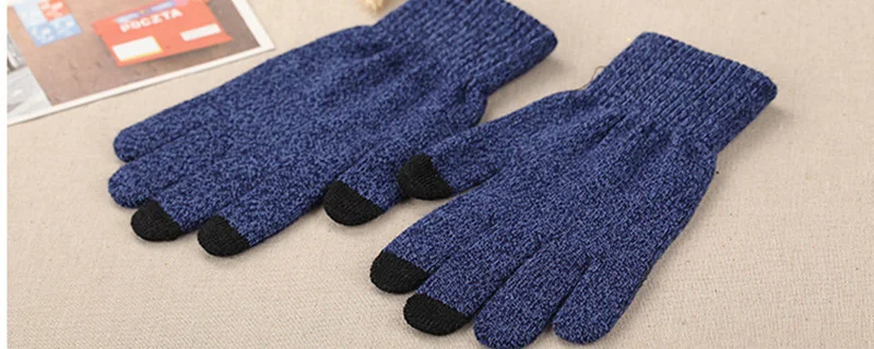Простые вязаные перчатки с сенсорным экраном мужские зимние теплые шерстяные плюс бархатные Нескользящие велосипедные женские уличные перчатки G57