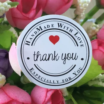 

2000PCS/Lot 3.5cm Round "thank you" with Red Heart Sticker Labels Customize Adhesive Label Seal For Gift/Box/Cup/Jewelry/Bags