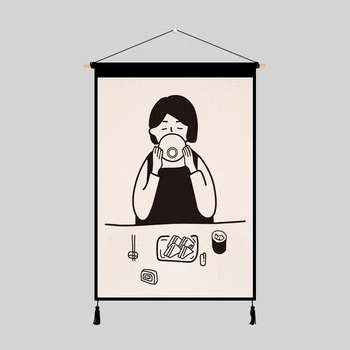 

Restaurant cloth art hanging painting cat fat home run ins hanging cloth background wall tapestry bedroom electricity meter box