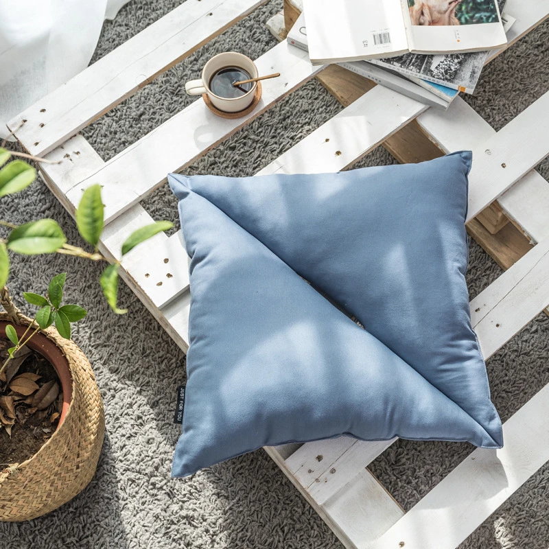 1 шт. Нордический ветер Ins сплошной цвет хлопок домашний диван украшение Офис Подушка сиденье Nap Triangl подушка - Цвет: Sea Blue