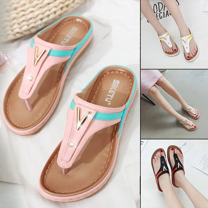 

Casual Women Sandals Bohemian Simple Beach Flat-soled Shoes Fashionable Women's Flip Flops Outside Slides Shoes