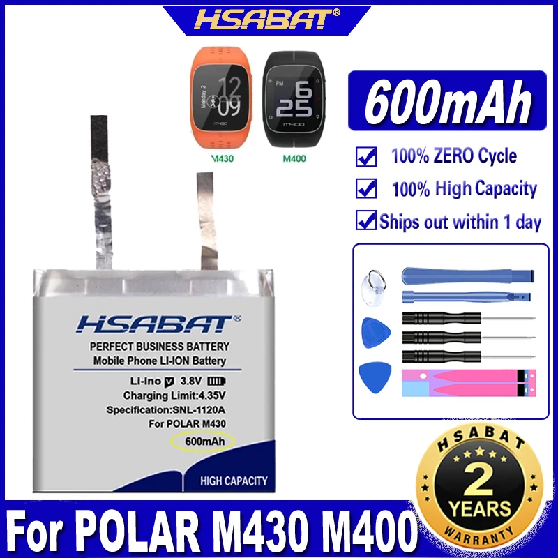 Hsabat 600mah Battery For Polar M430 M400 Gps Sports Watch New Lipolymer Rechargeable