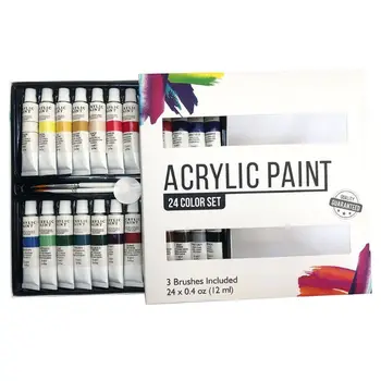 

Acrylic Paint Set 24 Color Tubes of 0.4 oz (12 ml) Art Set for Kids Students Painting Canvas