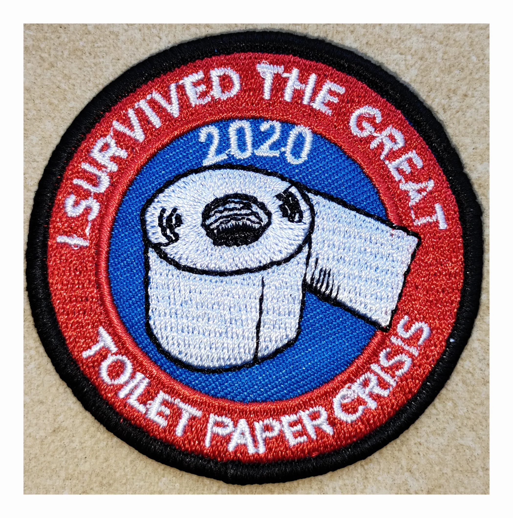 

New ! Zombie Outbreaking ~ I Survived The Great Toilet Paper Crisis Iron On Patch Fabric Motif Embroidery Patches, DIY, Sewing