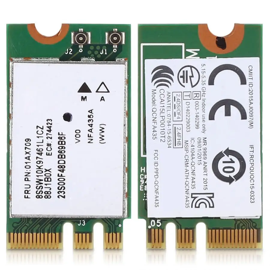 2.4G + 5G Dual-Band bezprzewodowa karta sieciowa QCNFA435 NGFF / M.2 interfejs dla Lenovo IdeaPad 510-15IKB 510S 520S 530S 110 120S E470