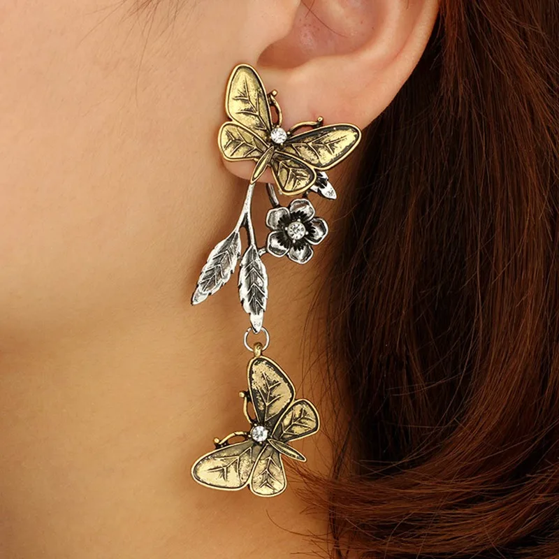 Модные Кристальные серьги-гвоздики, женские серьги-бабочки, вечерние Корейские серебряные украшения oorbellen