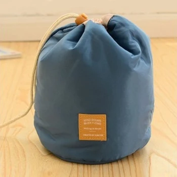 

Women Portable Cosmetic Bags Drawstring Makeup Bags Female Bucket Shaped Nylon Pouch for Ladies Large Capacity