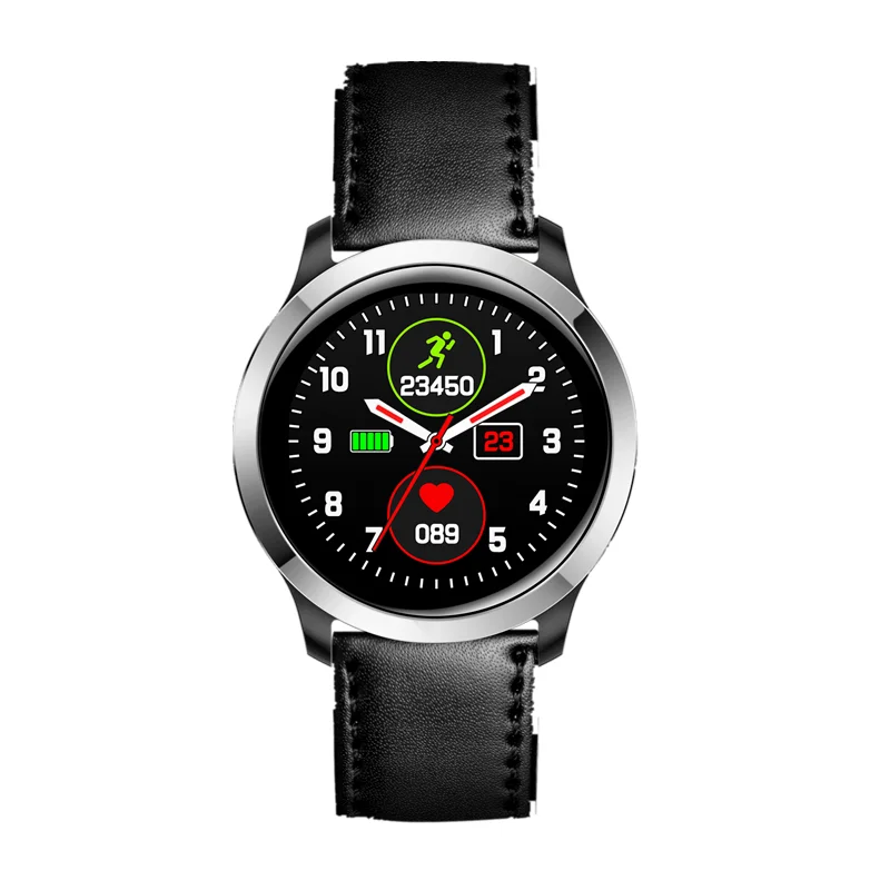 Black Leather ONEVAN B70 ЭКГ PPG умные часы пульсометр кровяное давление кислородный монитор фитнес-Браслет Водонепроницаемый для мужчин и женщин Relogio Smart - Цвет: Black Leather