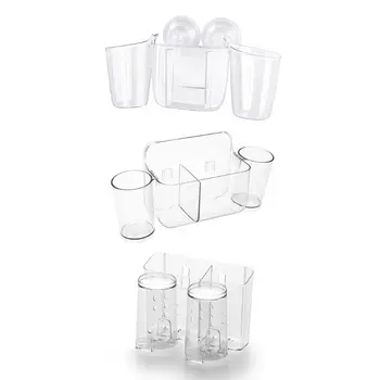 

Bathroom Wall Mounted Toothbrush Toothbrush Storage Rack Holder with Cups Shelf PXPC