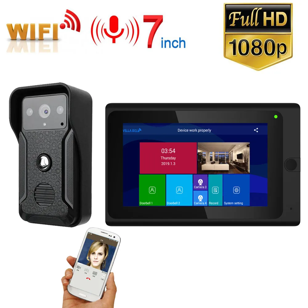 #*Cheap 7 inch Wireless WIFI Video Door Phone Doorbell Intercom Entry System with Wired HD 1080P Wired Camera Night Vision,Support Remot