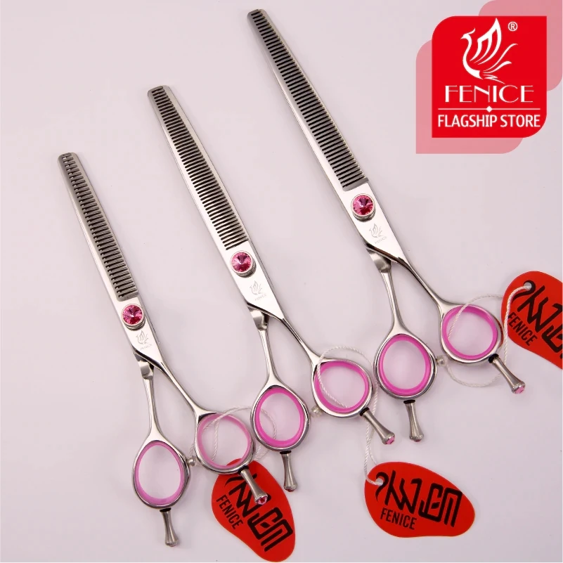 

Fenice Japan 440C Stainless Steel 6.5/6.75/7.25 inch Professional Thinning Scissors for Dogs Handmade Thinning Rate 35%