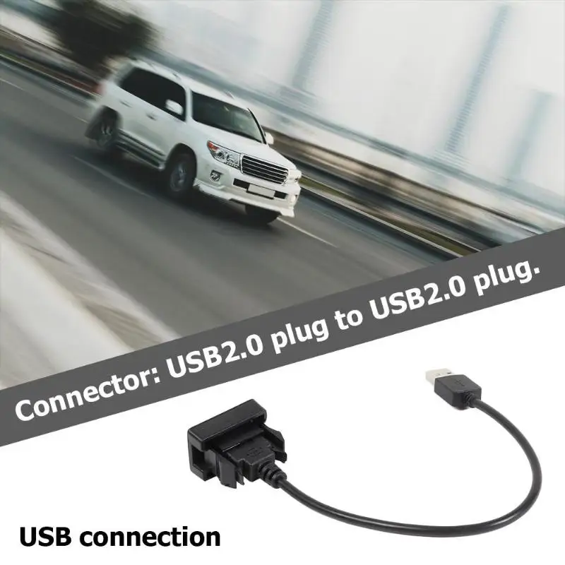 Удлинительный кабель для автомобильного приборной панели с USB портом черный