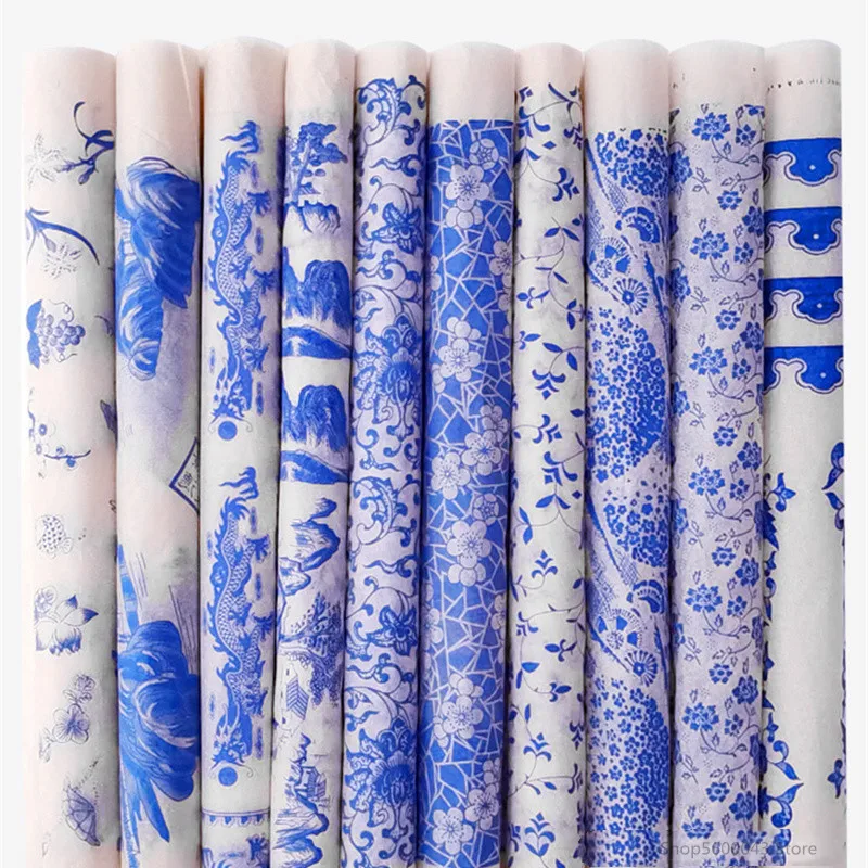 Pottery Art Clay Ceramic Underglaze Colored Transfer Flower Paper Jingdezhen Blue and White Porcelain Decals Sticker 47*35cm ceramic transfer paper