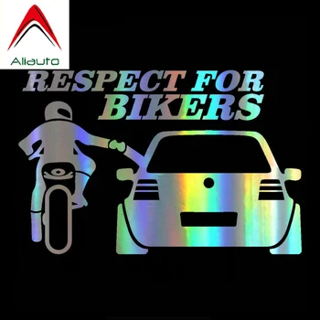 

Aliauto Fashion Laser Car Sticker 3D Respect for Bikers Funny Motorcycle Auto Styling JDM Vinyl Decal Waterproof,20cm*13cm