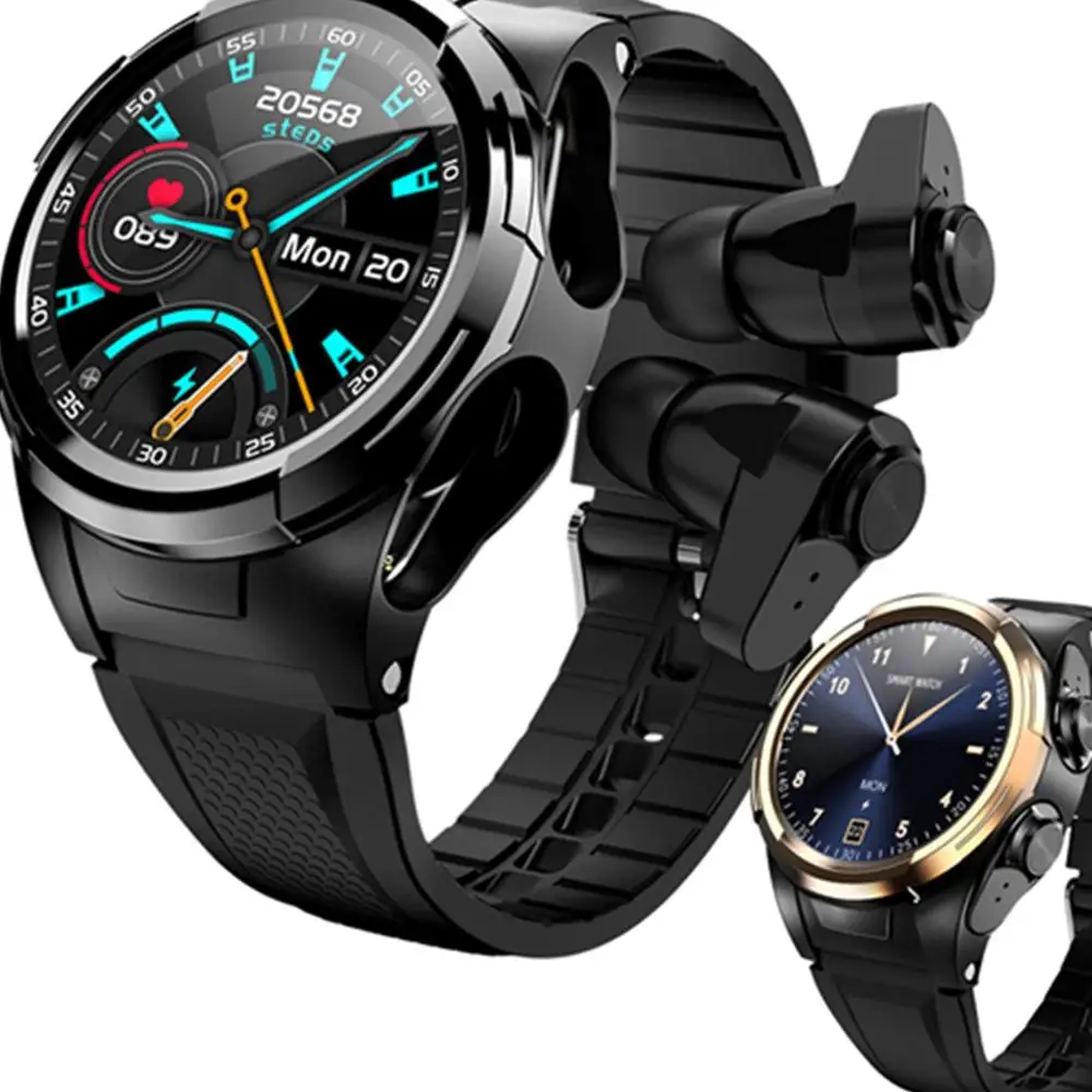 2021 del deporte reloj mágico TWS Bluetooth 5,0 auriculares 2 en 1 de 360*360 HD pantalla 320Mah batería para SmartWatch para los hombres