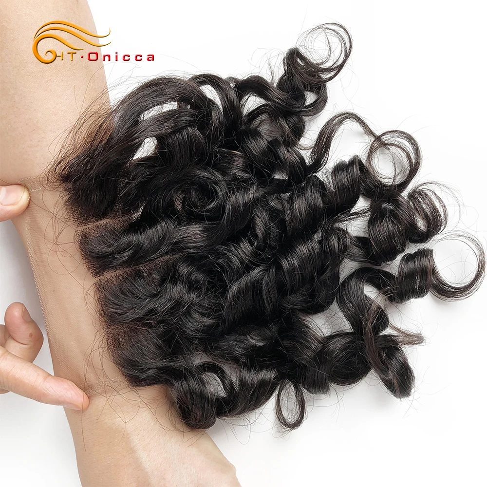 Curly Hair 4x4 Closure Brazilian Curly Human Hair Closure 1B 27 #4 30 33 99J Ombre Honey Blonde colored Three Part