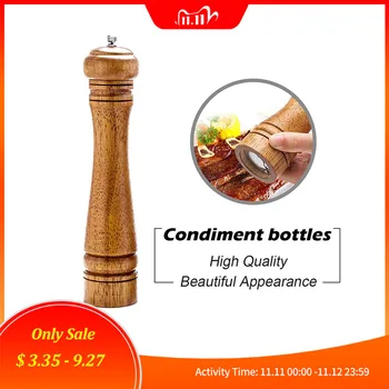 

Rubberwood Manual Mill Salt Pepper Grinder Kitchen Restaurant Grinding Tool Spice Mill Ceramic Rotor cruet kitchen tool