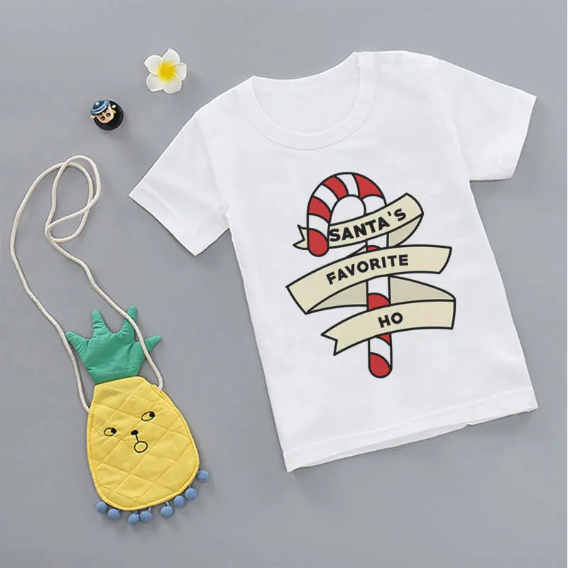 Новинка года, футболка для девочек Рождественская рубашка с изображением Санта-Клауса на год модная детская футболка в Корейском стиле для маленьких мальчиков Милая одежда для отдыха