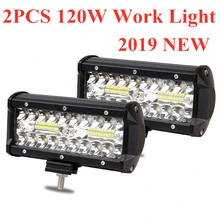 2 шт. 4x4 аксессуары для внедорожников 120 Вт 7 дюймов 13200LM Автомобильный светодиодный бар автомобильный рабочий свет светодиодный точечный прожекторы световые для Авто Грузовик внедорожник