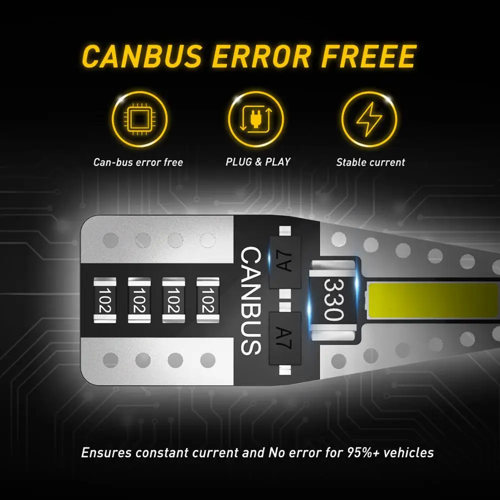 AUXITO 100Pcs W5W T10 LED Canbus Light Bulbs For BMW VW Mercedes benz Car Interior Dome Trunk Lamp Parking Lights Error Free 12V