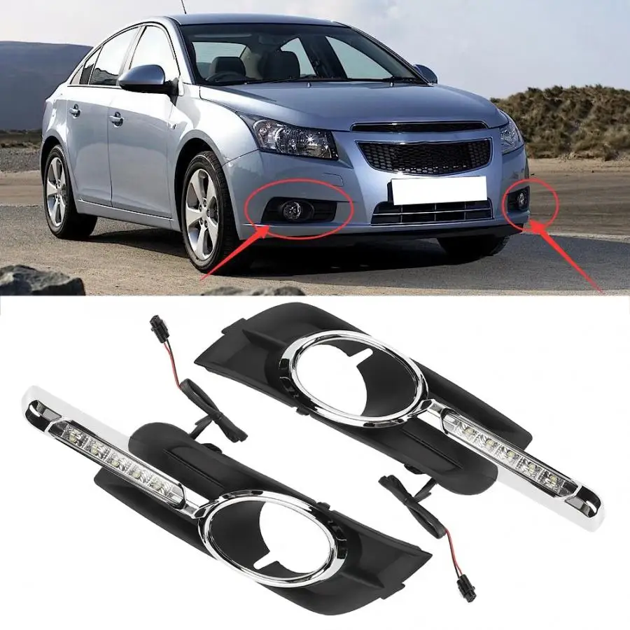 1 Pair Car LED Daytime Running Light Turn Signal Lamp Fit for Chevrolet Cruze 2009 2010 2011 2012 2013 DRL Fog Lamp Cover