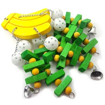 

Pet Supplies Wooden Parrot Birds Bite Toy Banana String Shape Parrots Chew Toys L69B