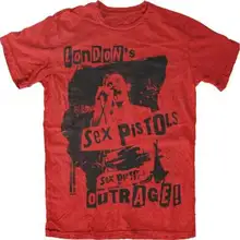 Сексуальная футболка Pistols London's Ungrade Jonny Rotten Red Новая аутентичная S-XL