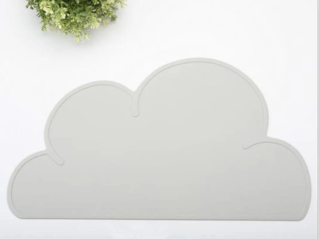 Light gray Разные цвета доступны в форме облака детские столовые приборы из силикона с текстурой мобильных тарелок детские столовые салфетки - Цвет: Light gray