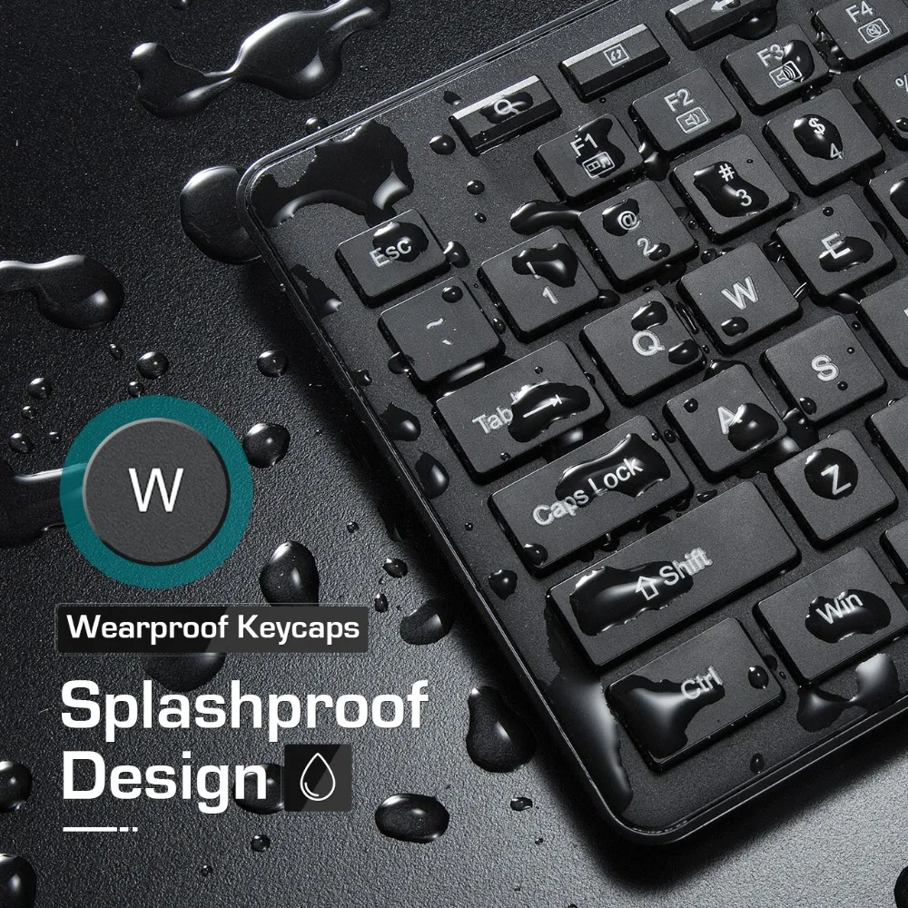 VicTsing PC246 Wired Keyboard and Mouse Combo 7 Multimedia Shortcuts Keyboard 204 Keycaps Whisper Quiet USB Mouse Set For PC Win (5)